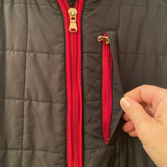 Lauren Ralph Lauren Quilted Vest Black Red Collar & Zipper Pockets WM SZ L - Picture 4 of 14